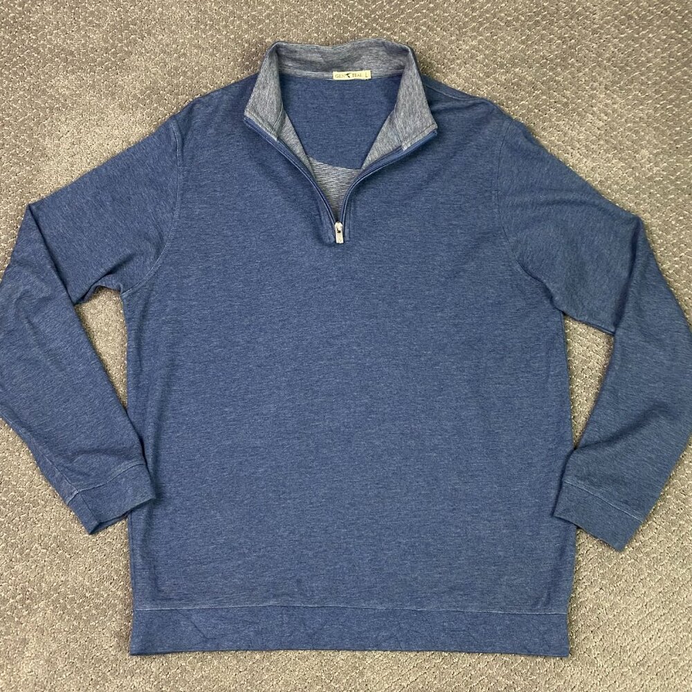 Genteal 1/4 Zip Pullover Men's Large Blue Quarter Zip Preppy Golf Sweater